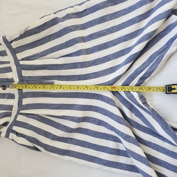 American Eagle Blue White Striped Button Front Tube Jumpsuit Wide Leg Small - Picture 11 of 13